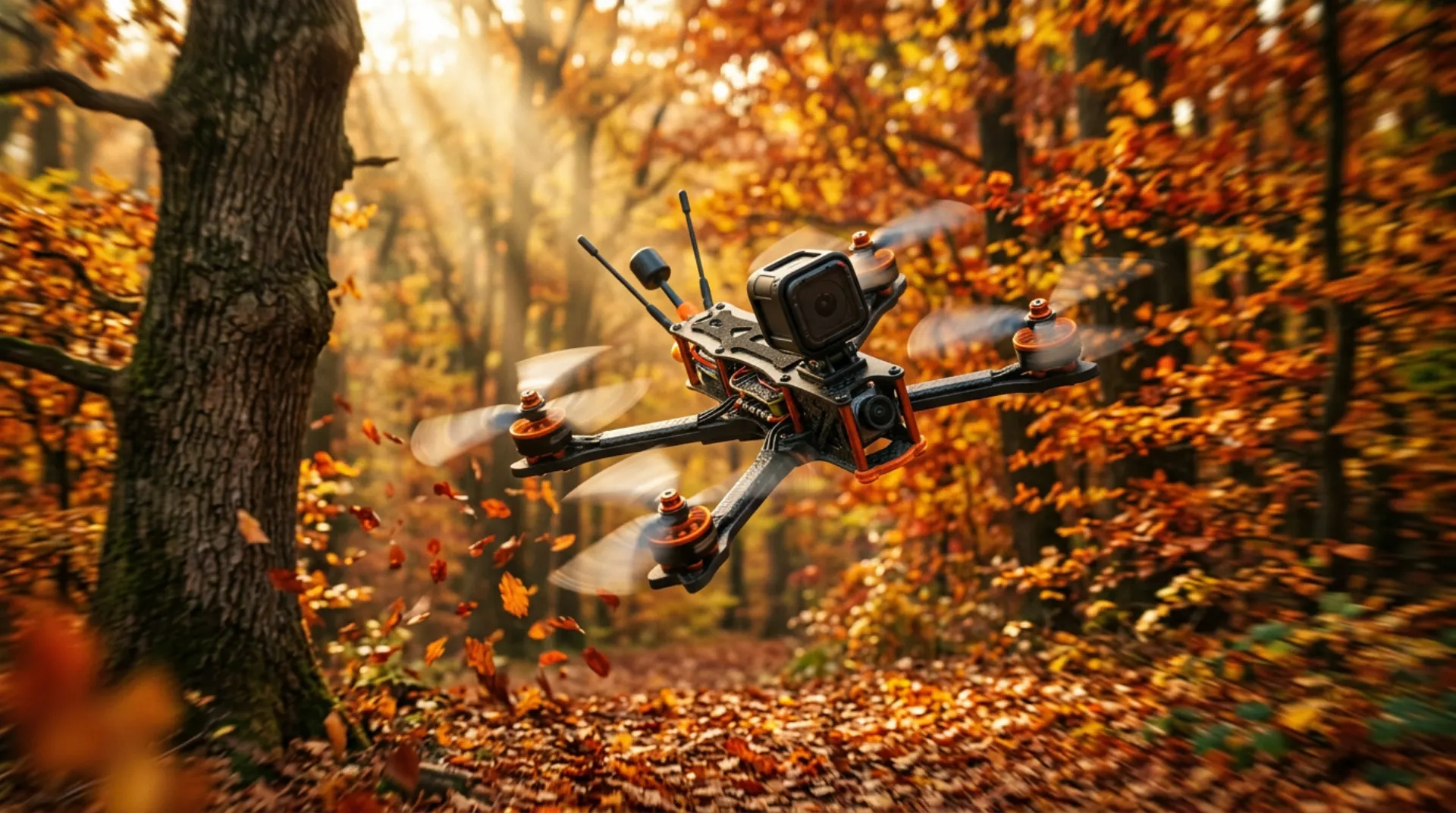 FPV drone in flight