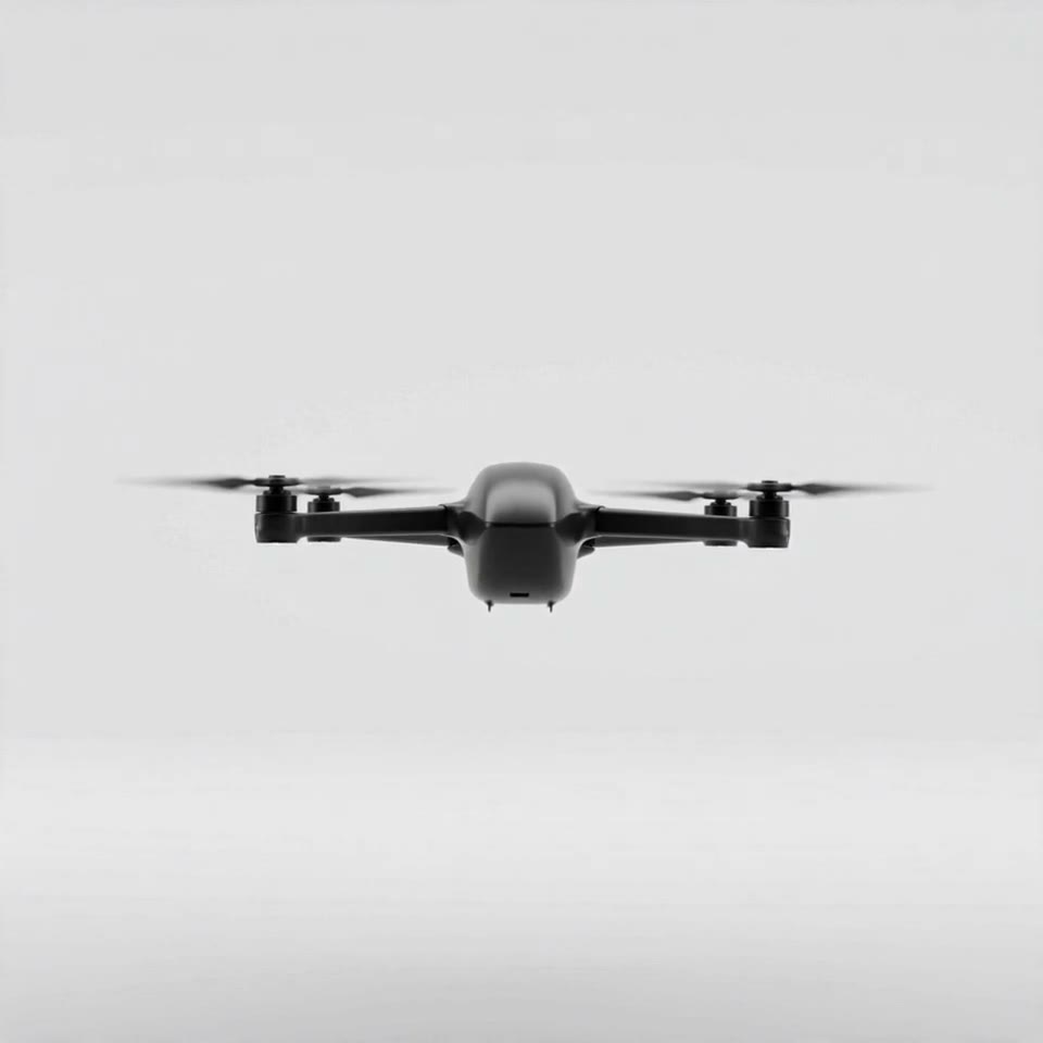 Studio render of a graphite quadcopter